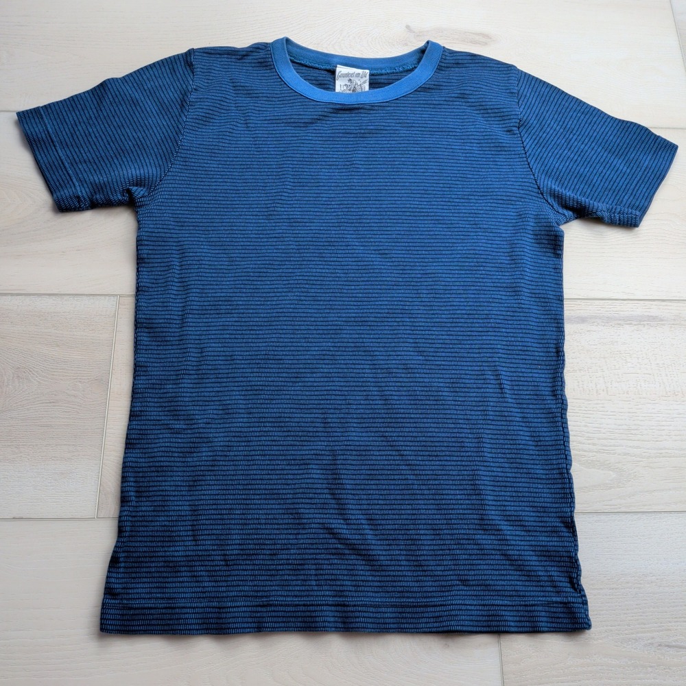 S.N.S. Herning Denmark T-Shirt Mens M Blue Mercerized ELS Cotton Textured Knit